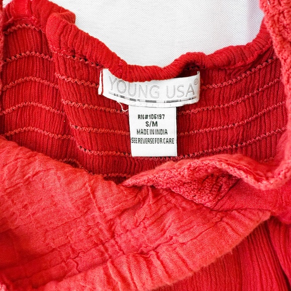 tomato red crochet gauze maxi dress - Picture 7 of 9